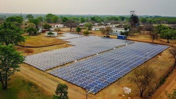 Photo shows ground mounted solar power plants in africa in south sudan and zimbabwe