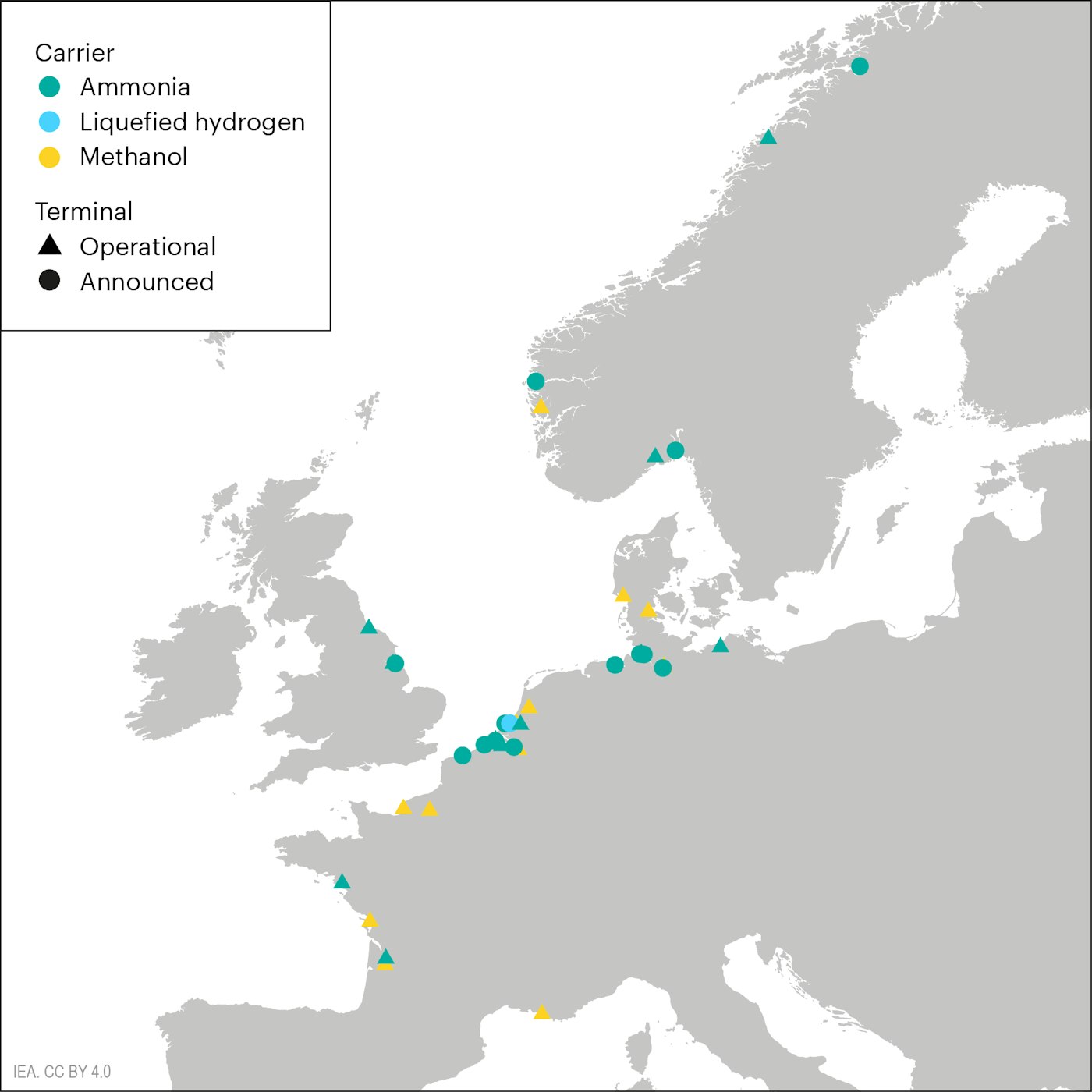 Existing And Announced Port Infrastructure For Hydrogen And Derivatives In Northwest Europe