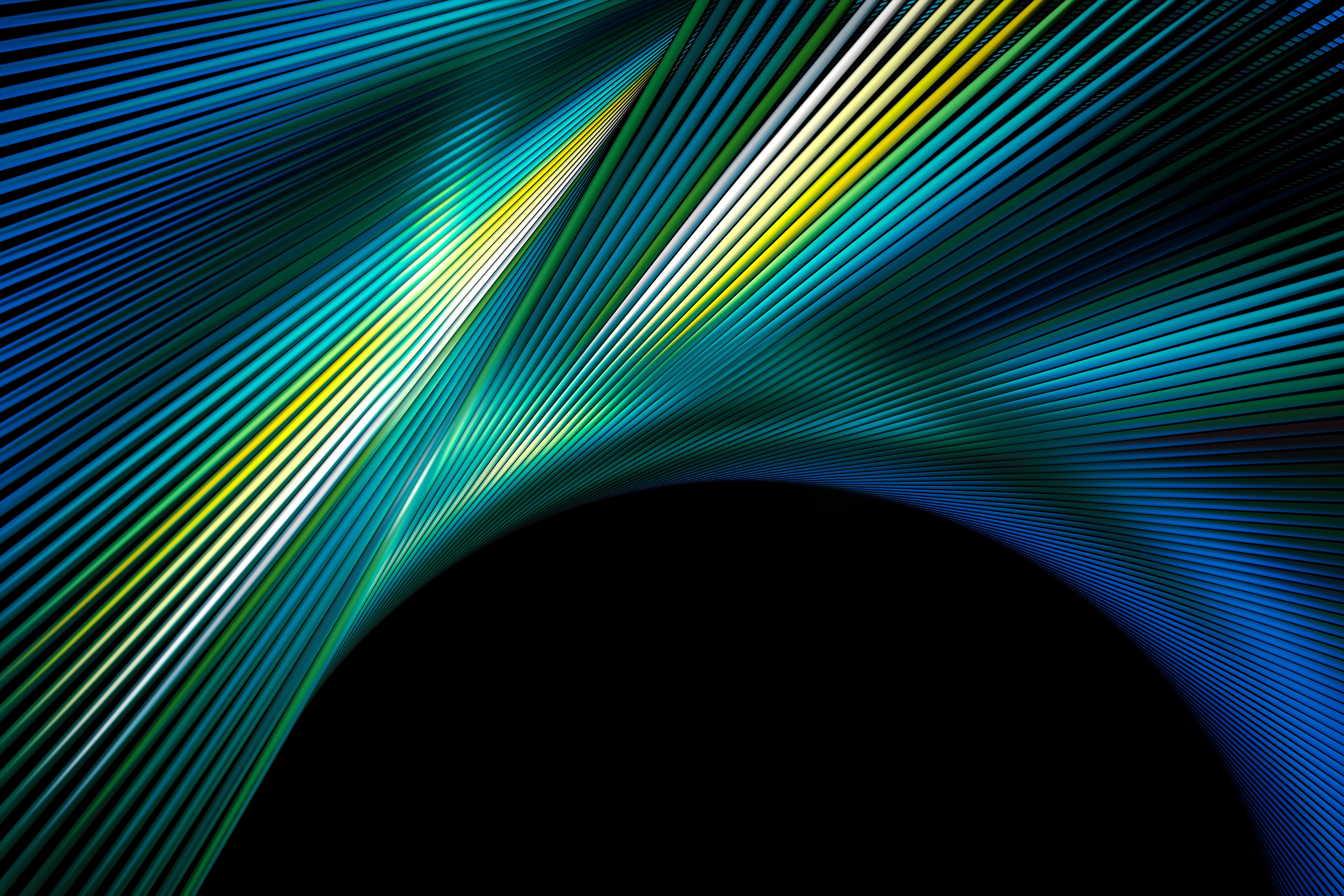 Abstract background with futuristic green and blue lines; Shutterstock 2659410559