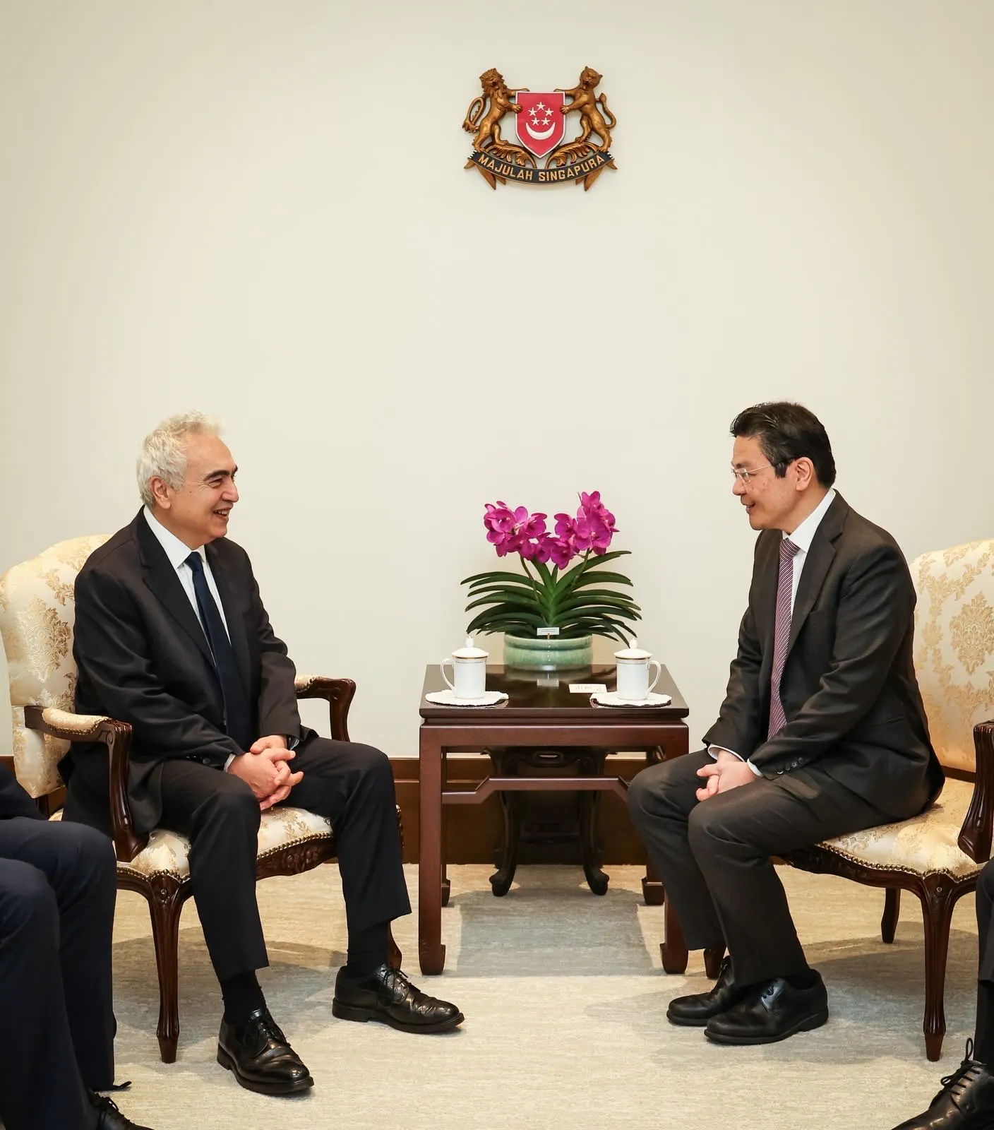 IEA Executive Director Fatih Birol meeting with Prime Minister Lawrence Wong of Singapore. Photo: MDDI