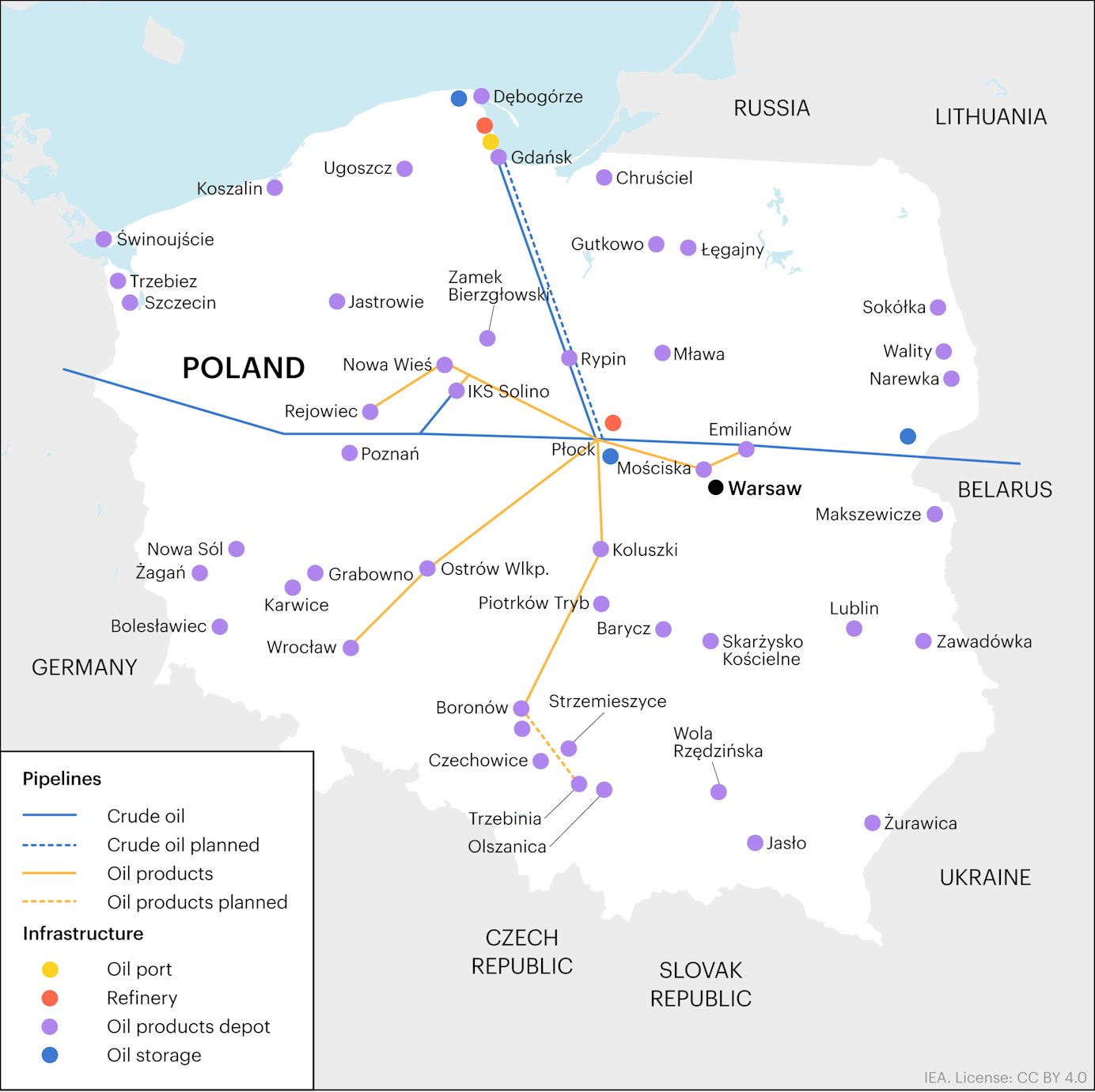 Map Of Polands Oil Infrastructure