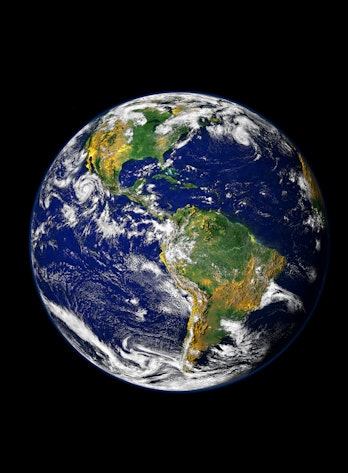 Photo of the earth in black background space with a focus on latin and south america
