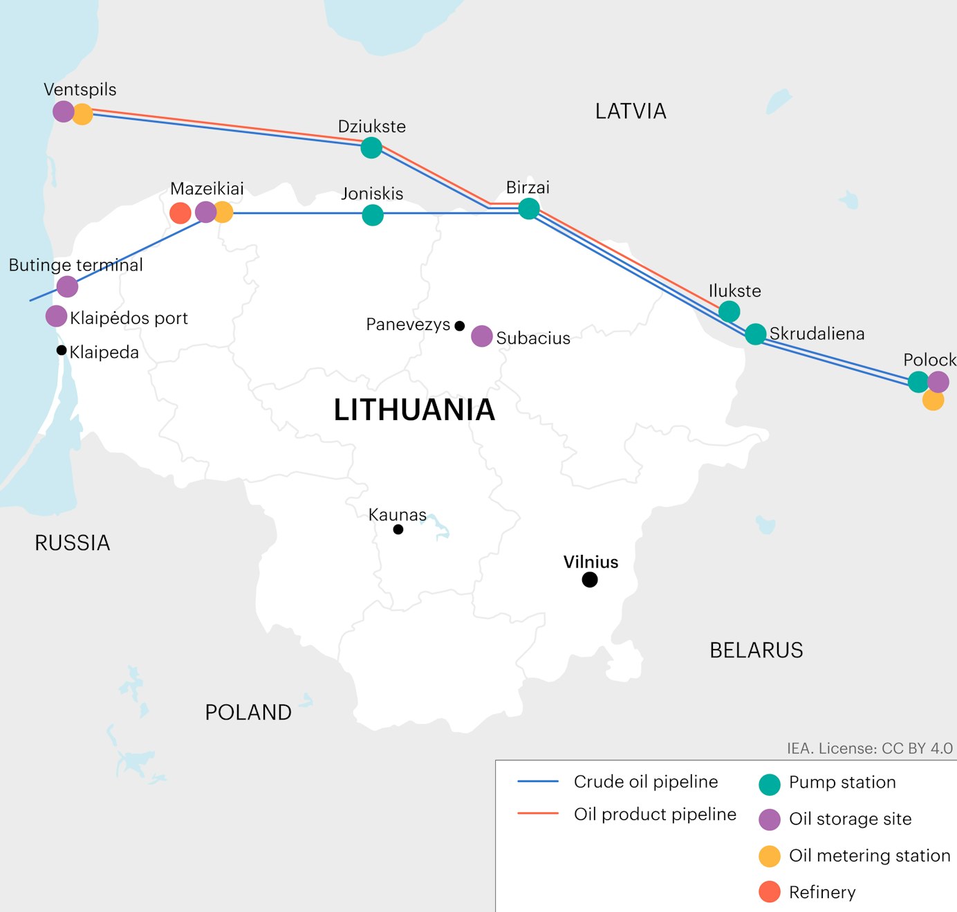 map of Lithuania's Oil Infrastructure