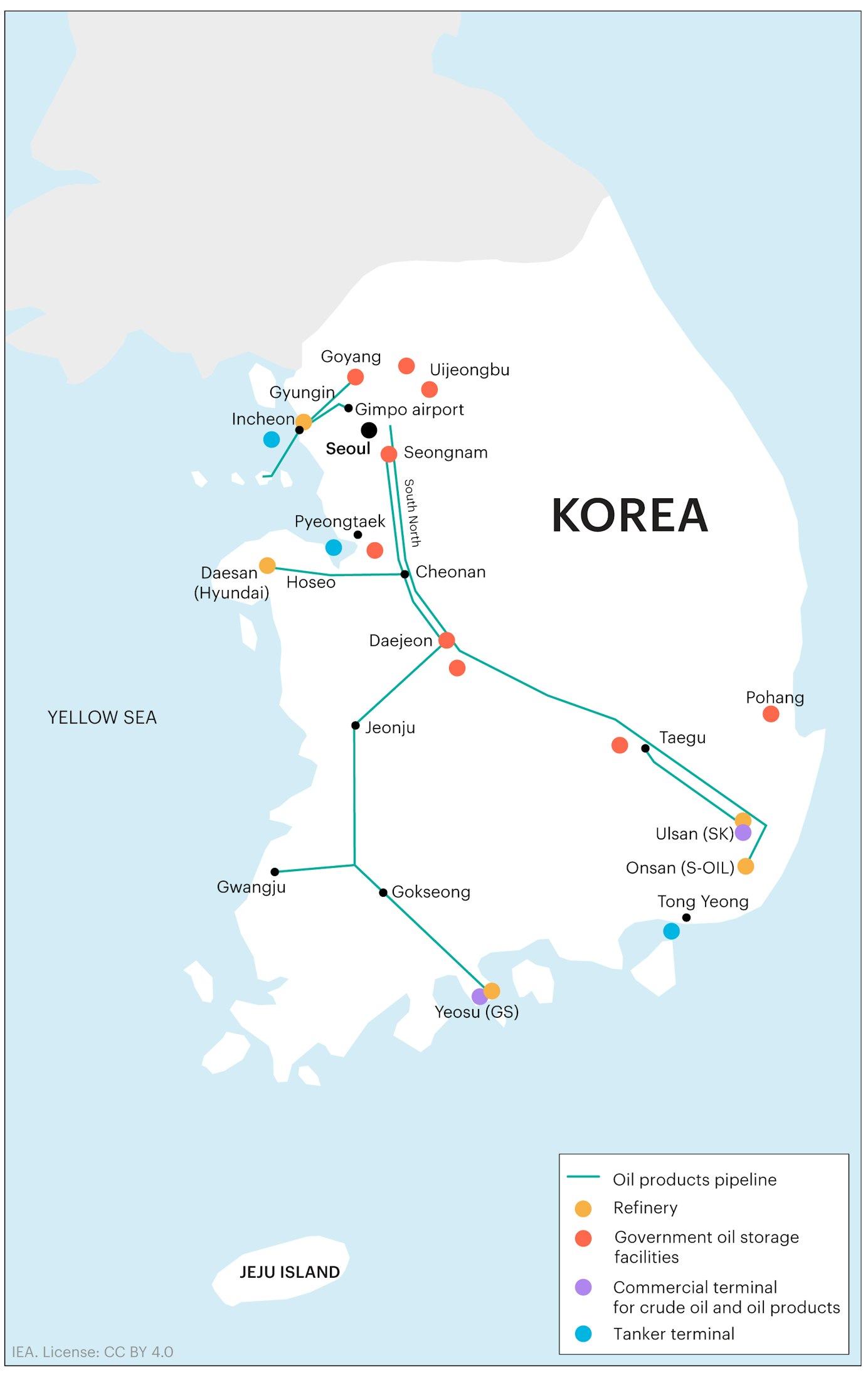 Map of Korea's oil infrastructure