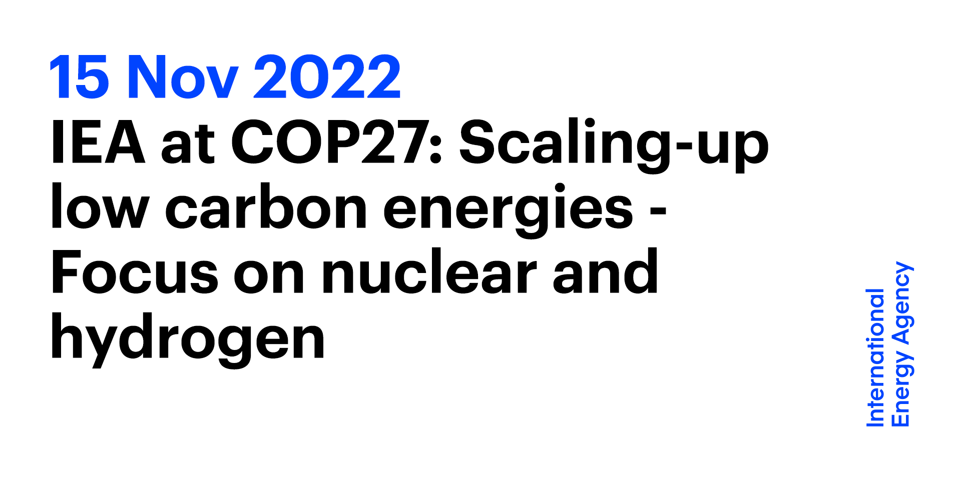 IEA At COP27: Scaling-up Low Carbon Energies - Focus On Nuclear And ...