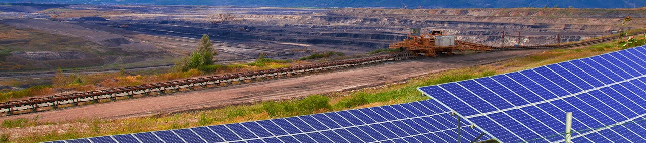 Photo Showing A Coal Mine With Solar Panels Shutterstock 343977761