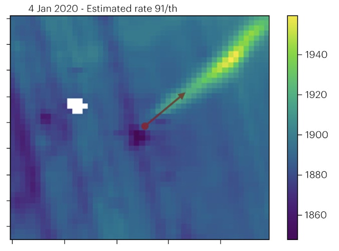 Methane plume satellite image