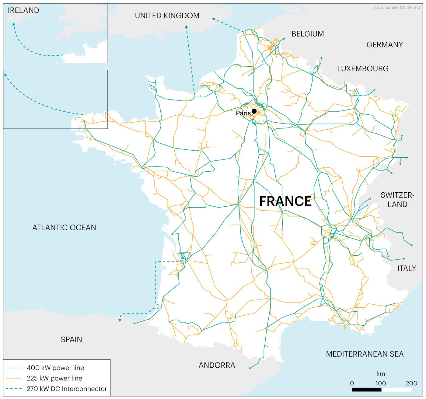 Map of France's electricity infrastructure