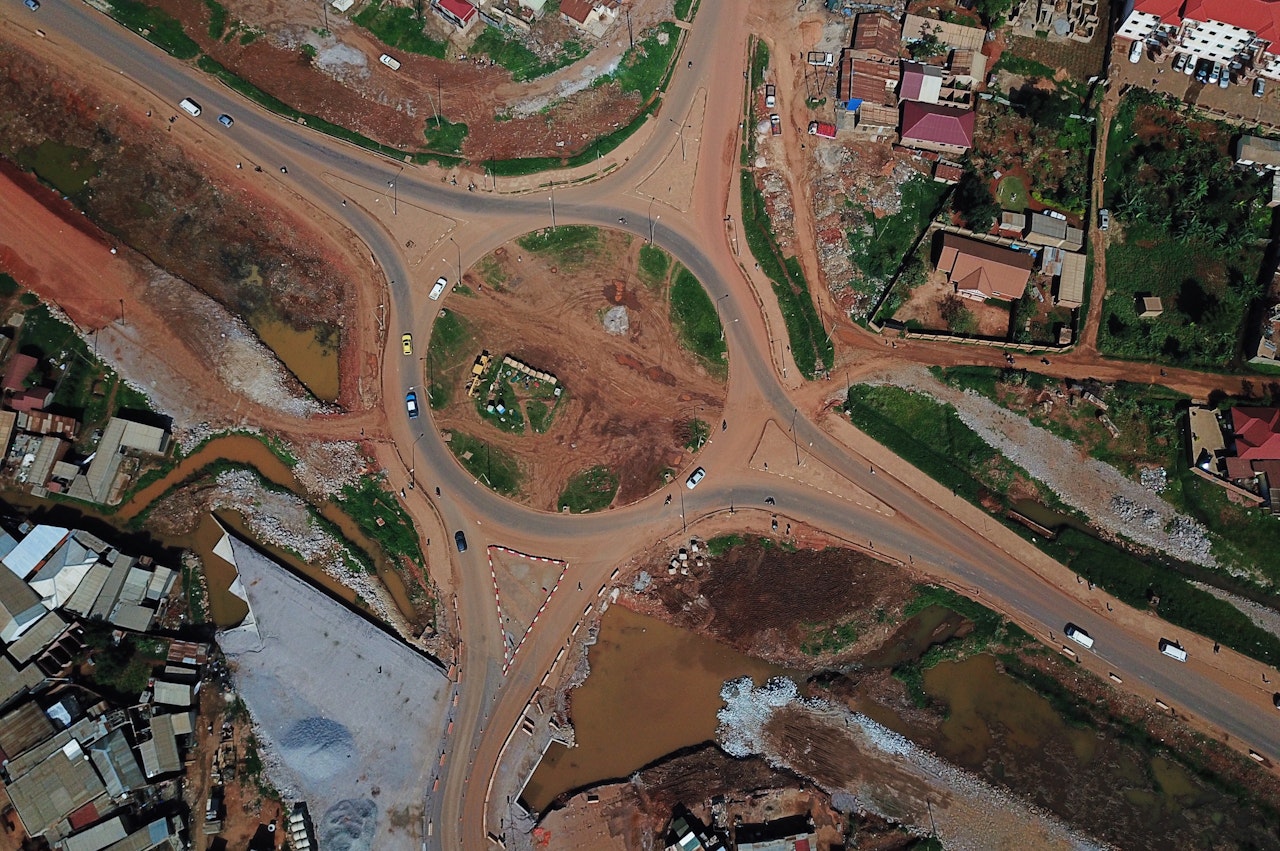 Aerial View Of Roundabout Under Construction On The Northern Bypass Project Kampala Uganda Gettyimages 1181396293