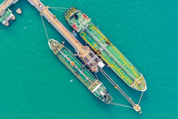 Cover Of Renewable Hydrogen From Oman Aerialview Of A Ship Carrying Lpg And Oil Tanker In A Sea Port