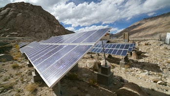 Photo Showing Solar Panels At A Solar Energy Plant North India Shutterstock 749379079