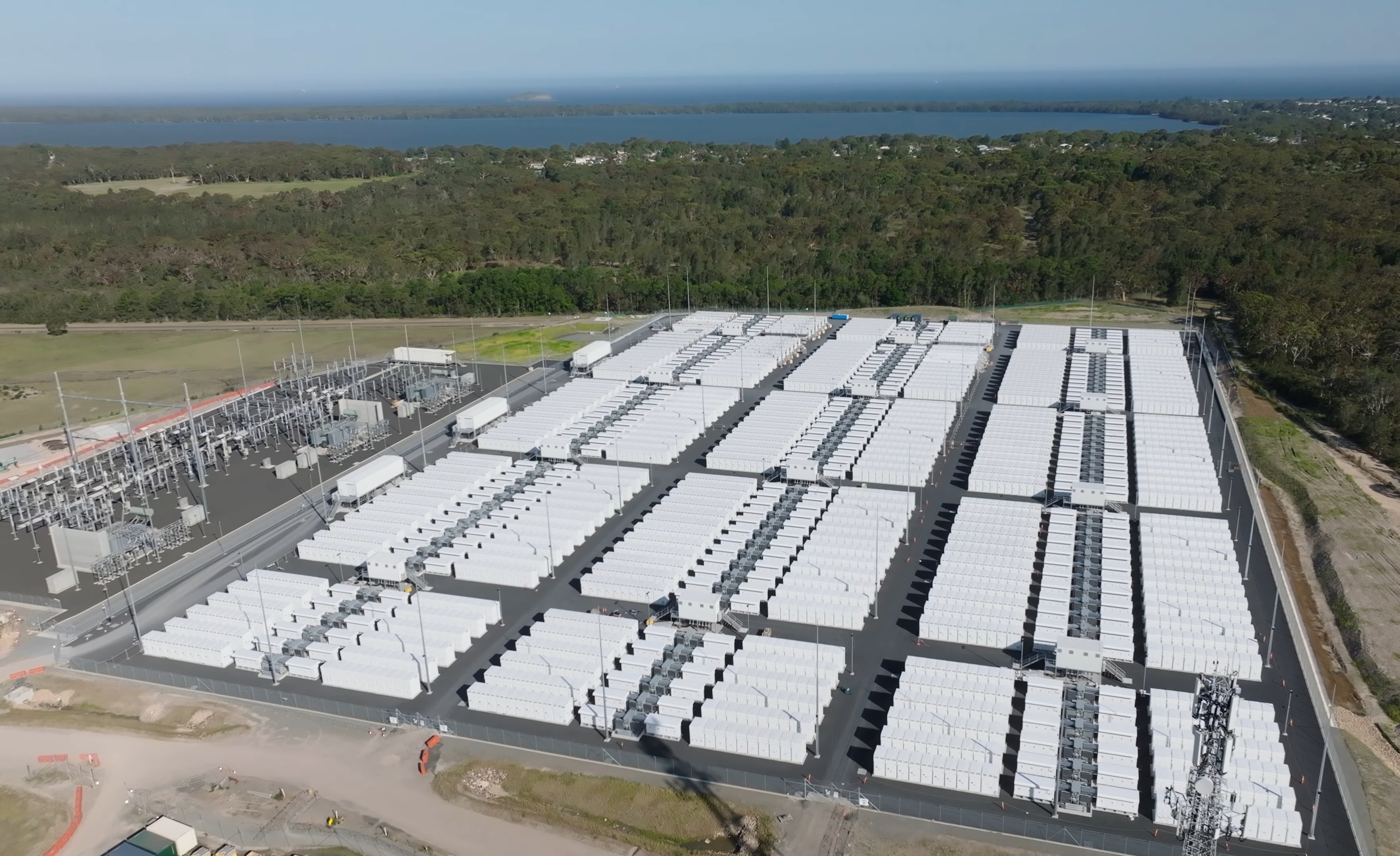 Aerial view of Waratah Battery Energy Storage System installation, New South Wales,Australia shutterstock 2707312297