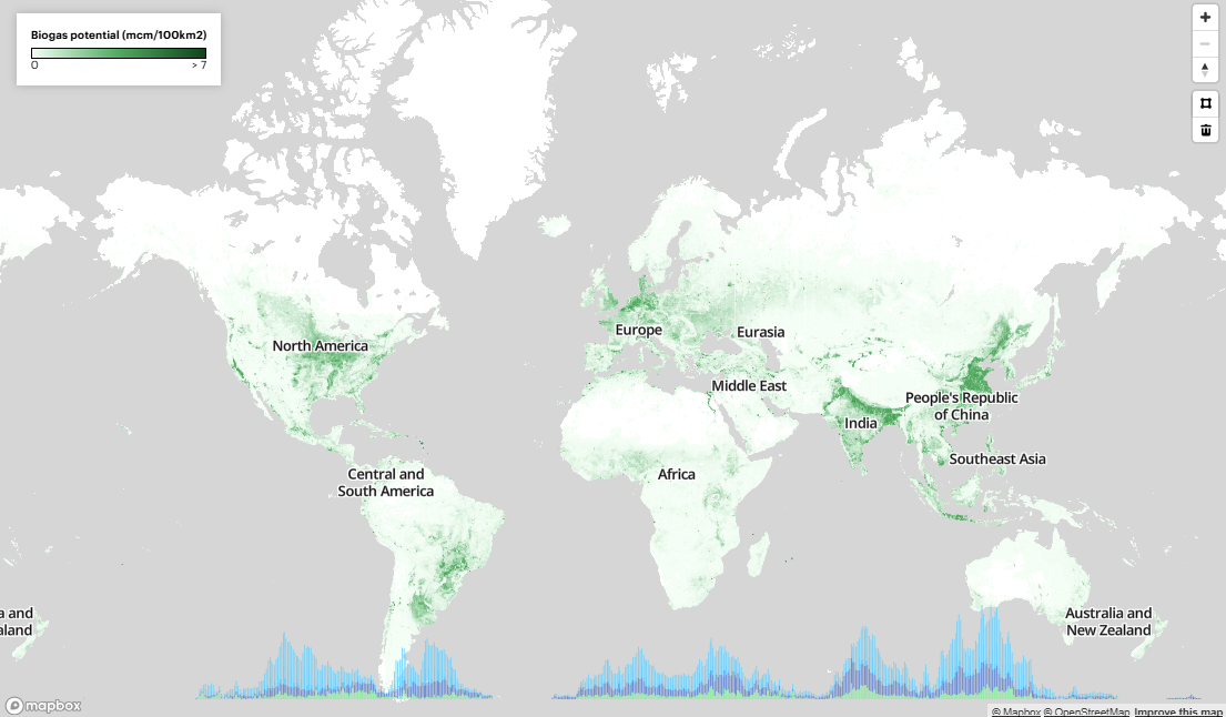 Interactive map of global biogas and biomethane potential