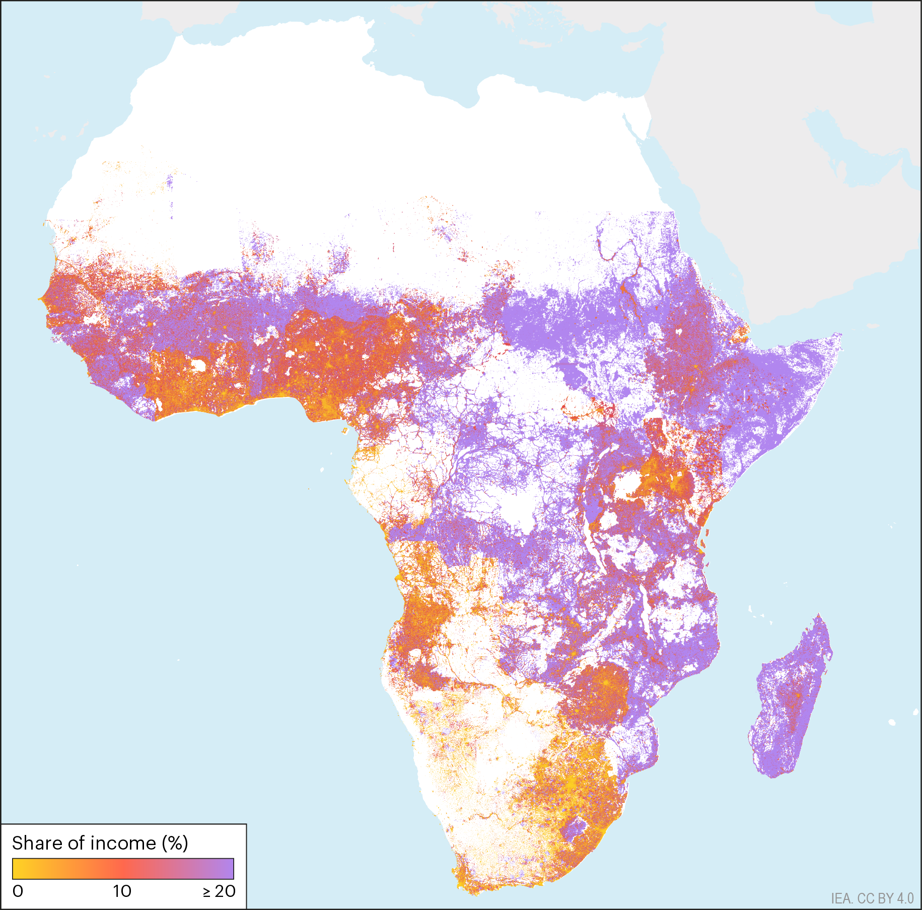 Sub Sahara Africa Min Cost Income Ratio Map