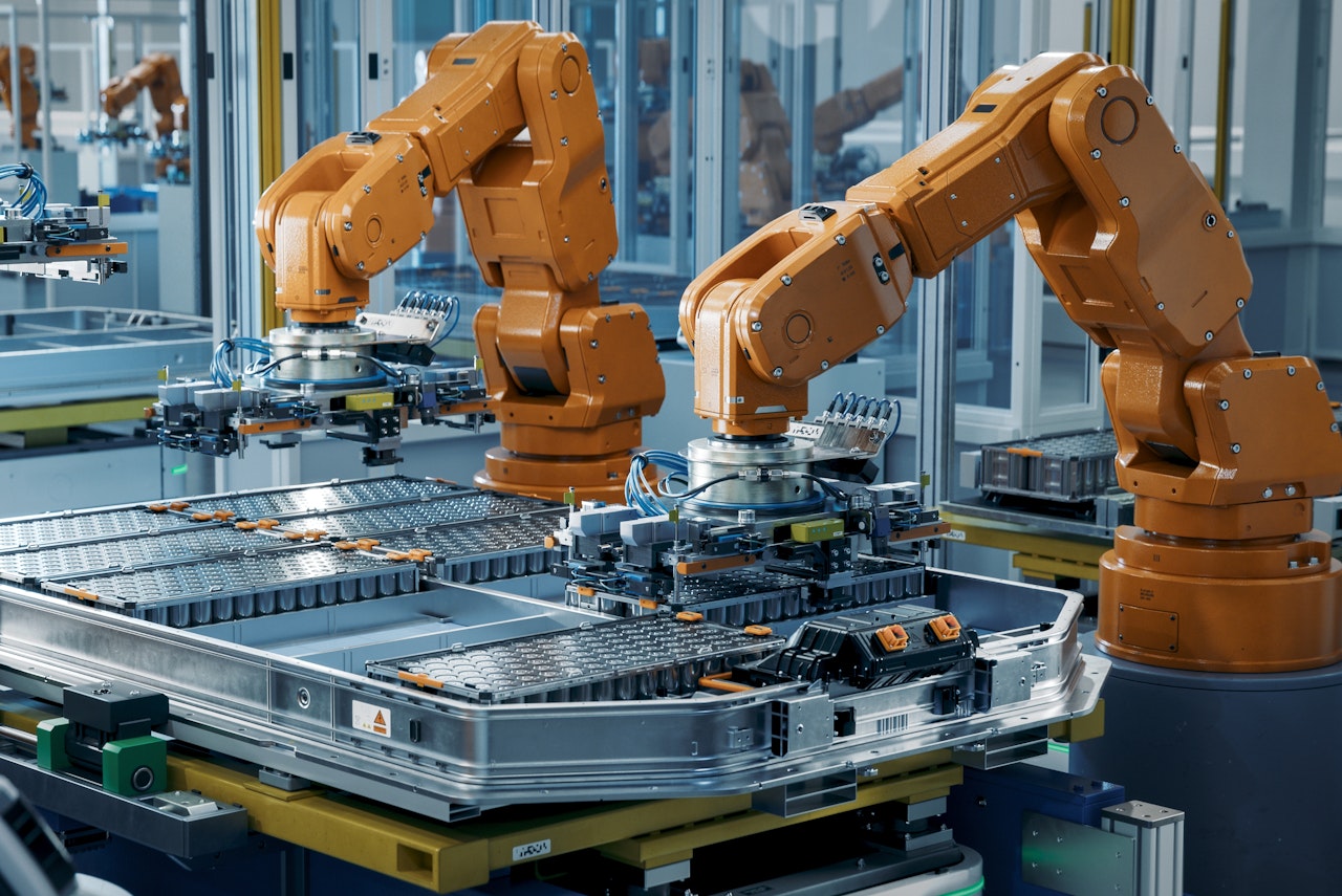 Cover Of Advancing Clean Technology Manufacturing Row Of Advanced Robotic Arms Inside Automotive Plant Assemble Batteries Shutterstock 2374437801