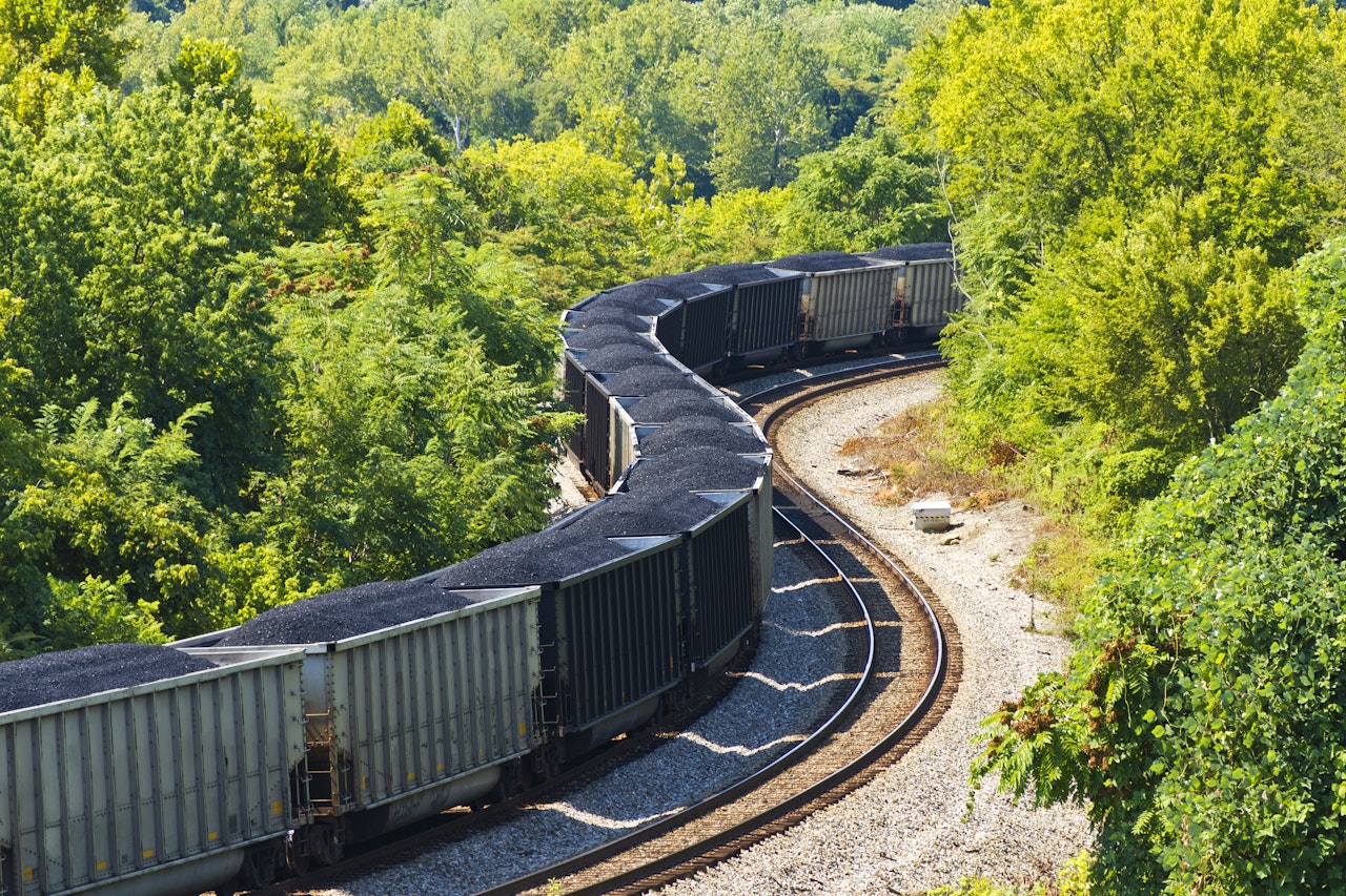 Photograph of a coal train through a forest