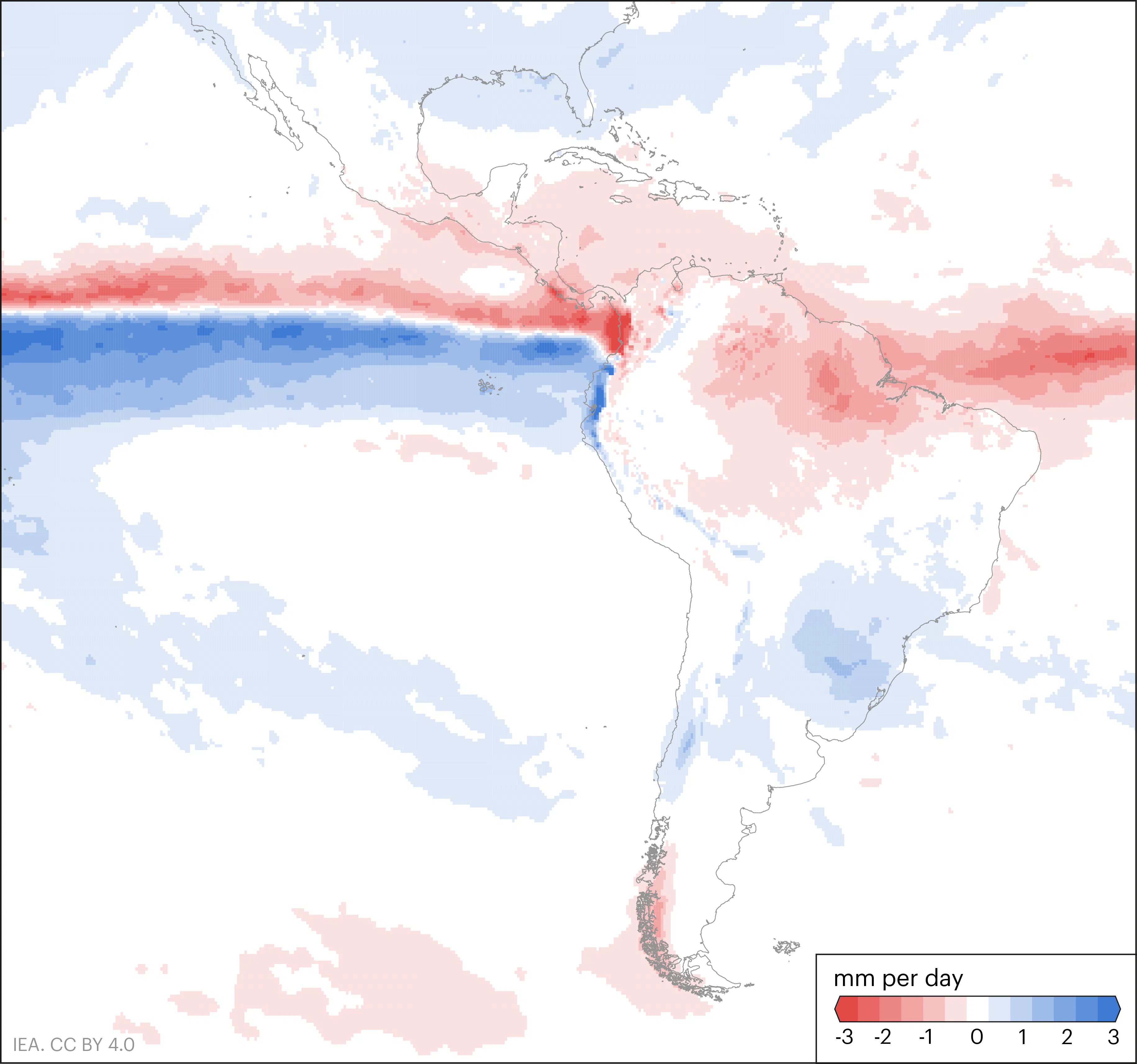 Colorful heat map of LAC Precipitation Anomaly El Nino WEB