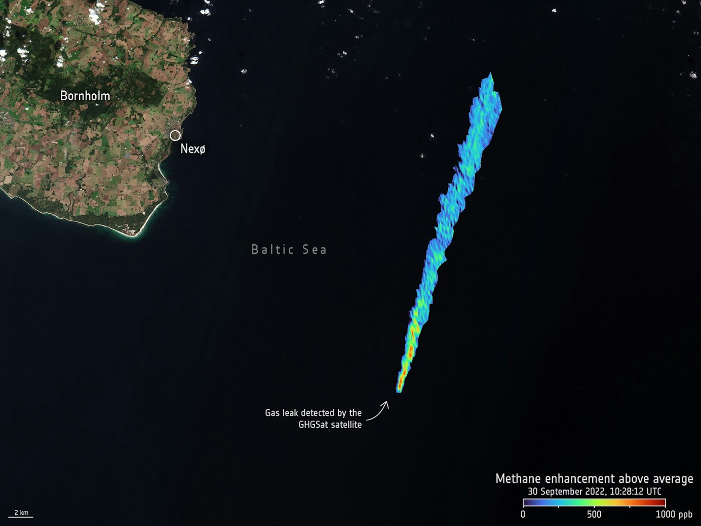 Satellite Detected Methane Emissions From The Nord Stream Leak