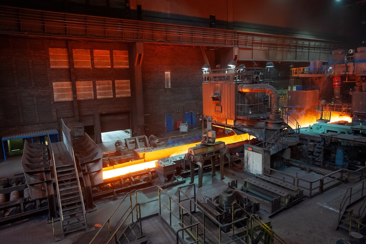 Photo showing inside of metallurgical plant, Germany.Gettyimages 1412928402