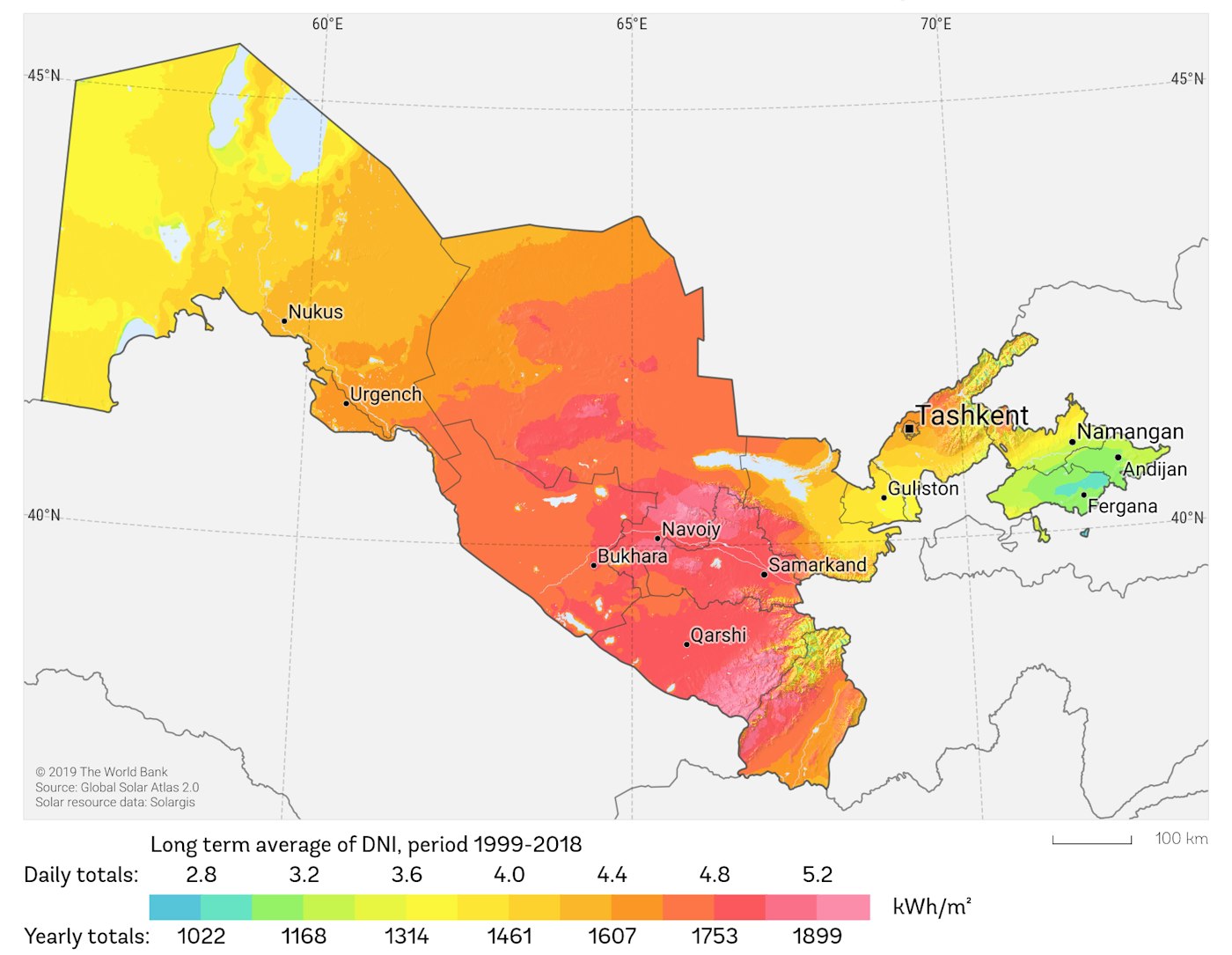 Direct Normal Irradiance Uzbekistan