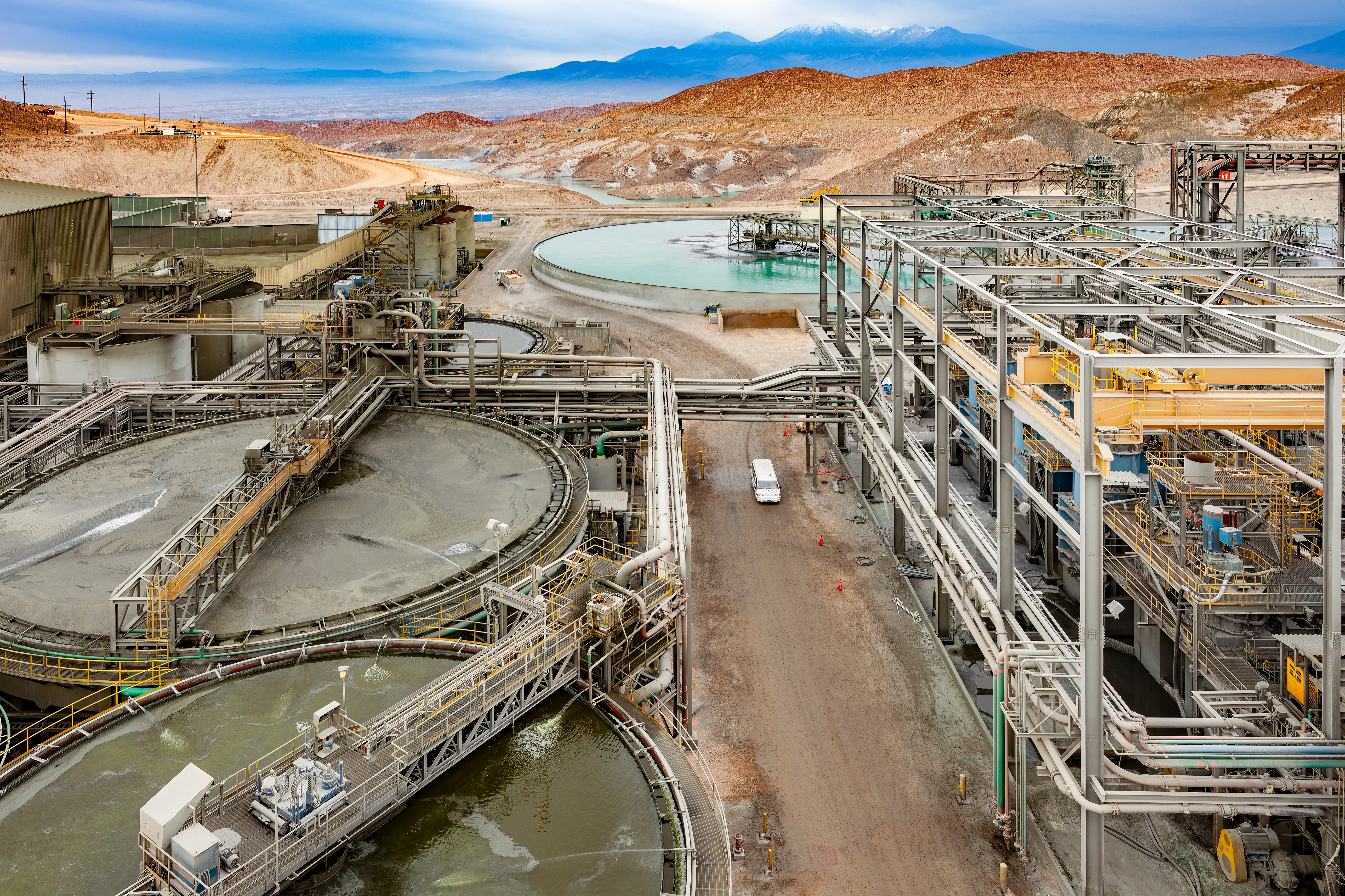 Photo depicts The water treatment facility at a copper mine and processing plant.