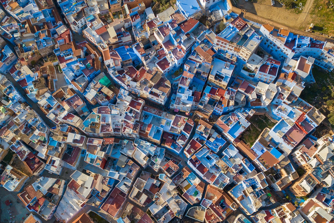 Aerial View Of Chefchaouen Morocco
