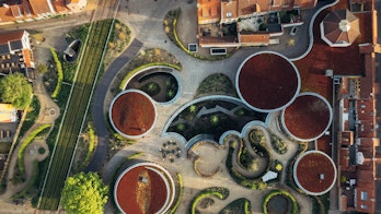 Aerial View Of Hc  Andersens House And Gardens Odense Denmark Shutterstock 2308899941