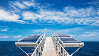 Solar panels on oil rig