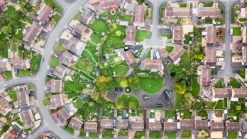 Aerial View Of Londons Suburbs United Kingdom