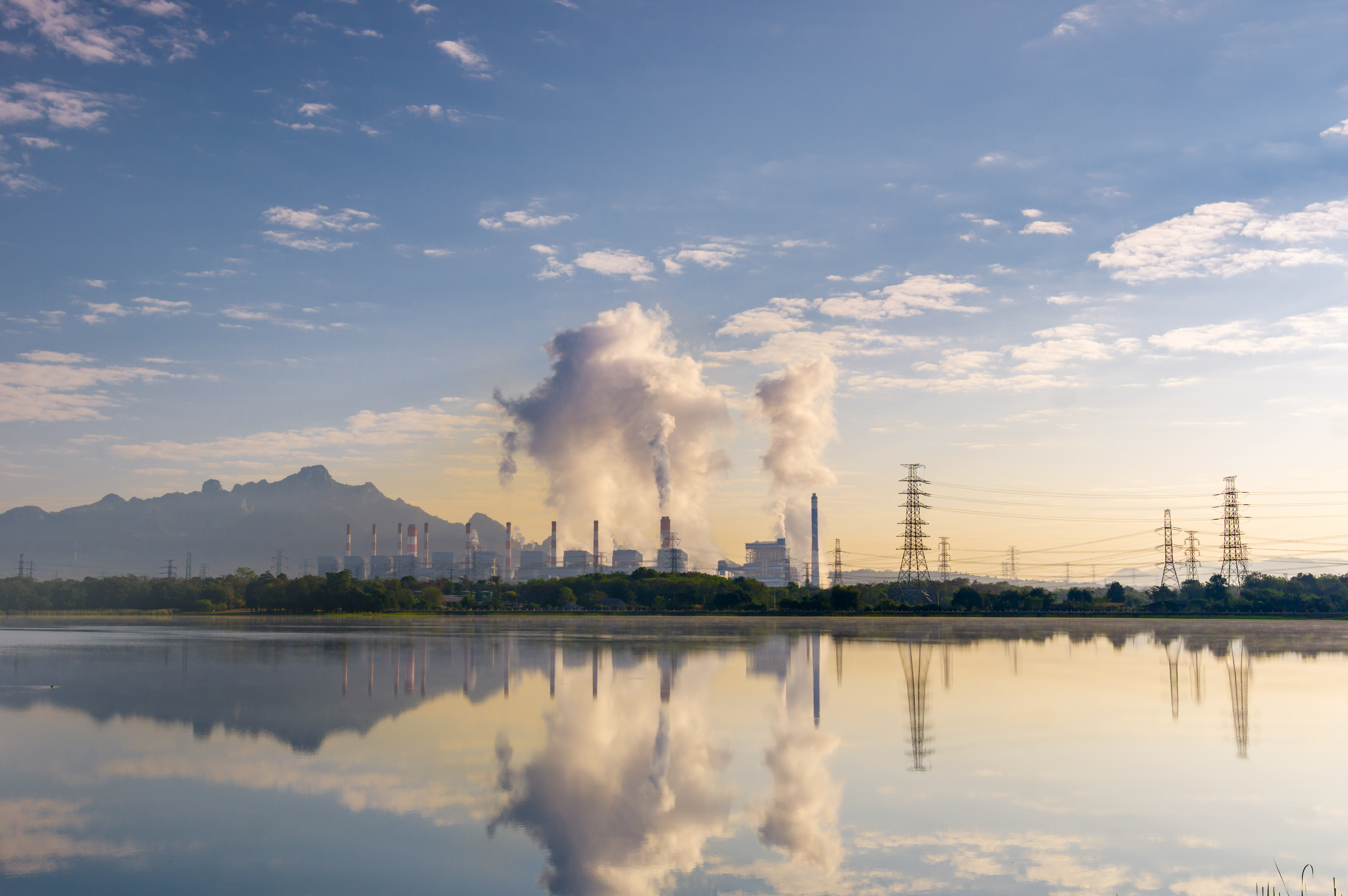 Scenic view Mae Mo coal power station at dawn GettyImages 2240035334