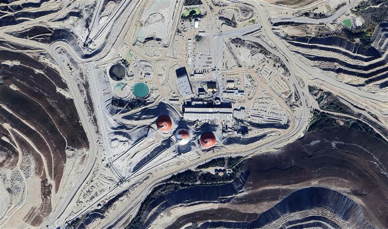 The photo depicts an Aerial view of Highland Valley copper mine Canada shutterstock 2694222737
