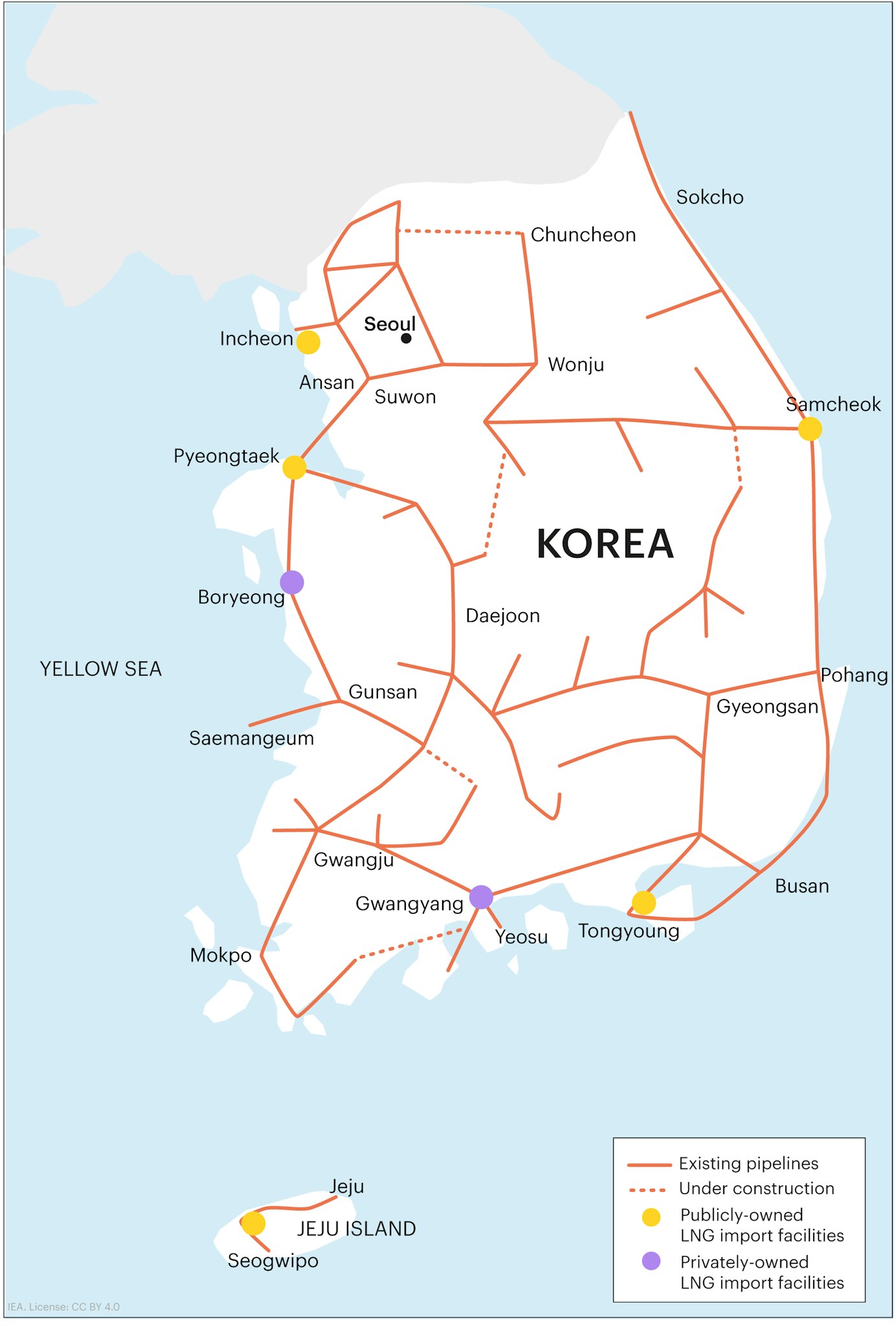 Map of Korea's gas infrastructure