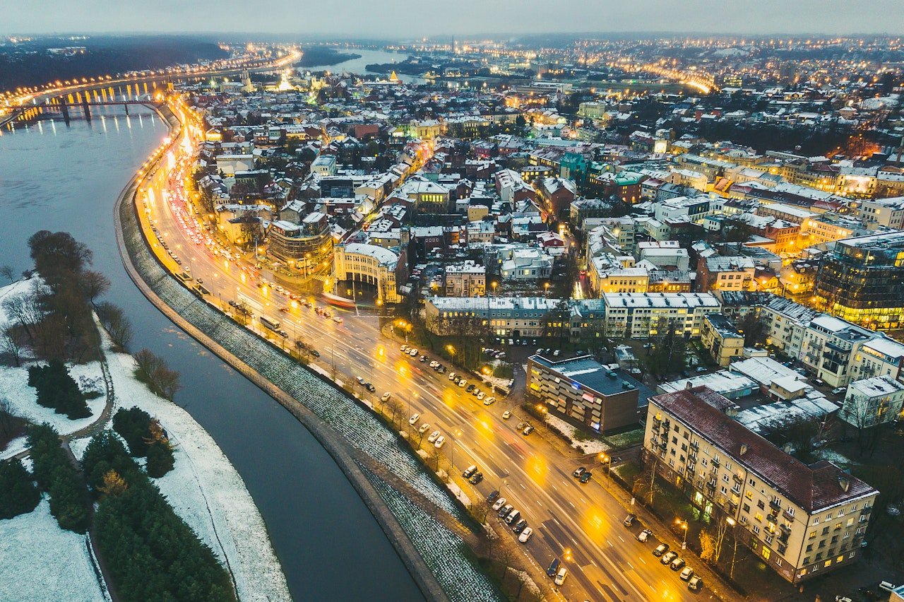 Photo Showing Aerial View Of Kaunas City At Night Lithuania Shutterstock 788281036