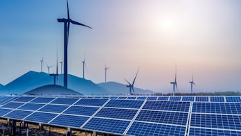Photo Of Solar Pv And Wind Turbines Field With Sunny Background Shutterstock 751358878