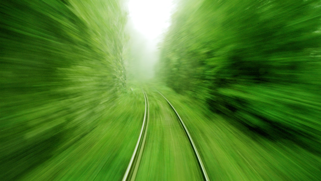 Photo Showing The View From An Express Train On High Speed Shutterstock 57117193
